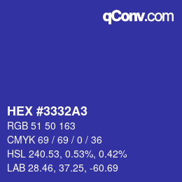 カラーコード: HEX #3332A3 | qconv.com