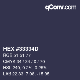 Color code: HEX #33334D | qconv.com