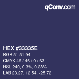 Código de color: HEX #33335E | qconv.com