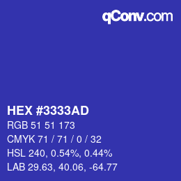 カラーコード: HEX #3333AD | qconv.com