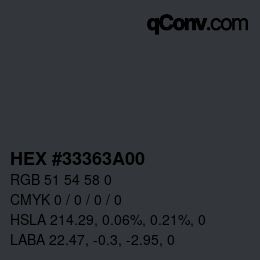 Color code: HEX #33363A00 | qconv.com