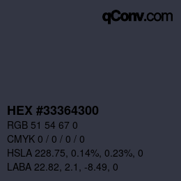 Color code: HEX #33364300 | qconv.com