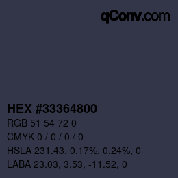 Color code: HEX #33364800 | qconv.com