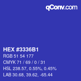 Color code: HEX #3336B1 | qconv.com