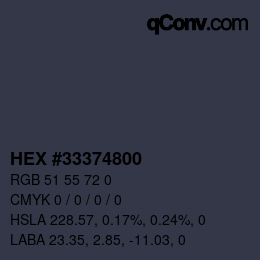 Color code: HEX #33374800 | qconv.com