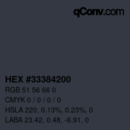 Color code: HEX #33384200 | qconv.com