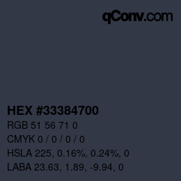 Color code: HEX #33384700 | qconv.com