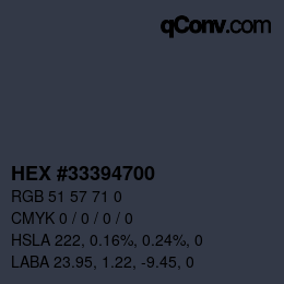 颜色代码: HEX #33394700 | qconv.com