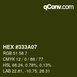 カラーコード: HEX #333A07 | qconv.com