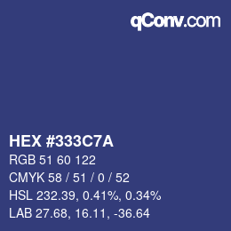 Color code: HEX #333C7A | qconv.com