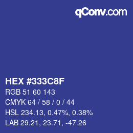 Color code: HEX #333C8F | qconv.com