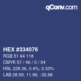 Farbcode: HEX #334076 | qconv.com
