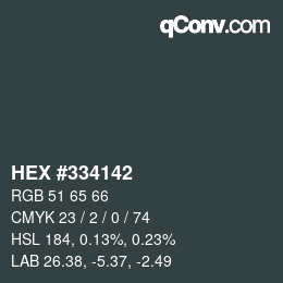 カラーコード: HEX #334142 | qconv.com