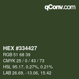 Color code: HEX #334427 | qconv.com