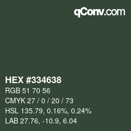 カラーコード: HEX #334638 | qconv.com