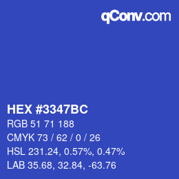 颜色代码: HEX #3347BC | qconv.com