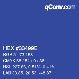 Color code: HEX #33499E | qconv.com