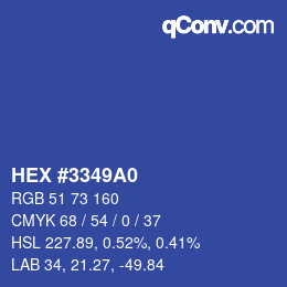 Color code: HEX #3349A0 | qconv.com