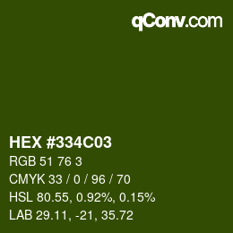 颜色代码: HEX #334C03 | qconv.com