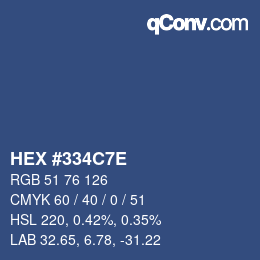 Color code: HEX #334C7E | qconv.com