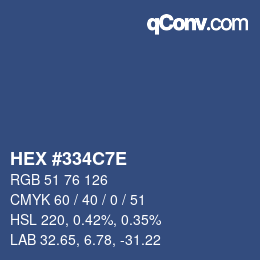 Color code: HEX #334C7E | qconv.com