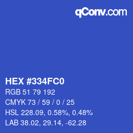 カラーコード: HEX #334FC0 | qconv.com