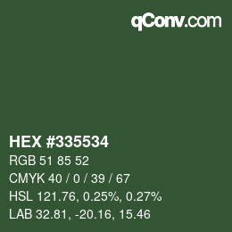 カラーコード: HEX #335534 | qconv.com