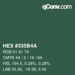 Color code: HEX #335B4A | qconv.com