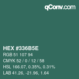 Color code: HEX #336B5E | qconv.com