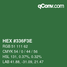 Color code: HEX #336F3E | qconv.com