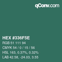 Color code: HEX #336F5E | qconv.com