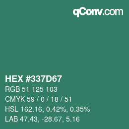 Color code: HEX #337D67 | qconv.com