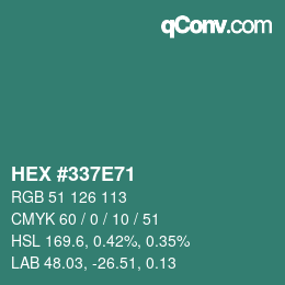 Color code: HEX #337E71 | qconv.com