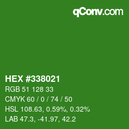 カラーコード: HEX #338021 | qconv.com