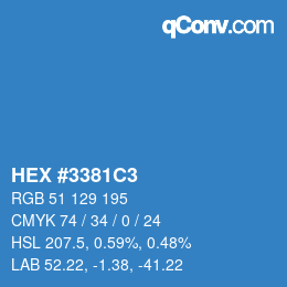 カラーコード: HEX #3381C3 | qconv.com
