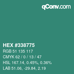Color code: HEX #338775 | qconv.com