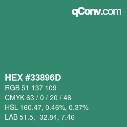 颜色代码: HEX #33896D | qconv.com