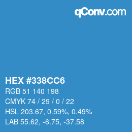 カラーコード: HEX #338CC6 | qconv.com