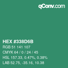 カラーコード: HEX #338D6B | qconv.com
