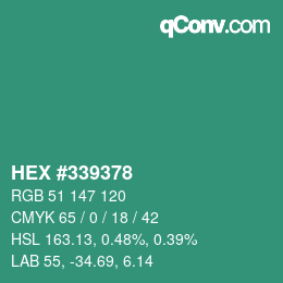 カラーコード: HEX #339378 | qconv.com