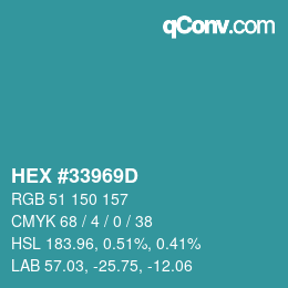 カラーコード: HEX #33969D | qconv.com