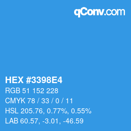 カラーコード: HEX #3398E4 | qconv.com