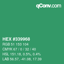 Color code: HEX #339968 | qconv.com