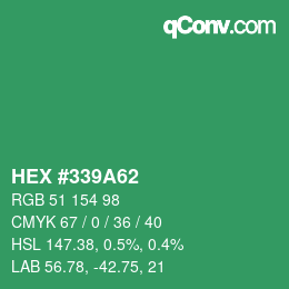 Color code: HEX #339A62 | qconv.com