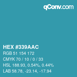 Color code: HEX #339AAC | qconv.com