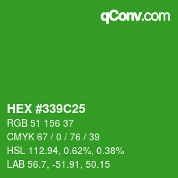 Color code: HEX #339C25 | qconv.com