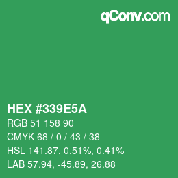 颜色代码: HEX #339E5A | qconv.com