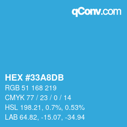 カラーコード: HEX #33A8DB | qconv.com