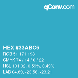 カラーコード: HEX #33ABC6 | qconv.com