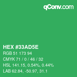 Código de color: HEX #33AD5E | qconv.com